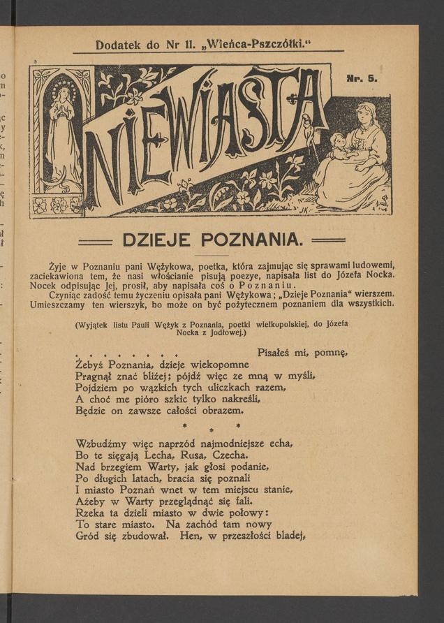 Niewiasta : dodatek do numeru 11 „Wieńca-Pszczółki”. Rok 9, 1909, numer 5
