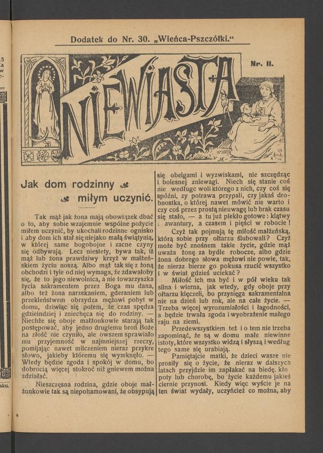 Niewiasta : dodatek do numeru 30 „Wieńca-Pszczółki”. Rok 9, 1909, numer 11