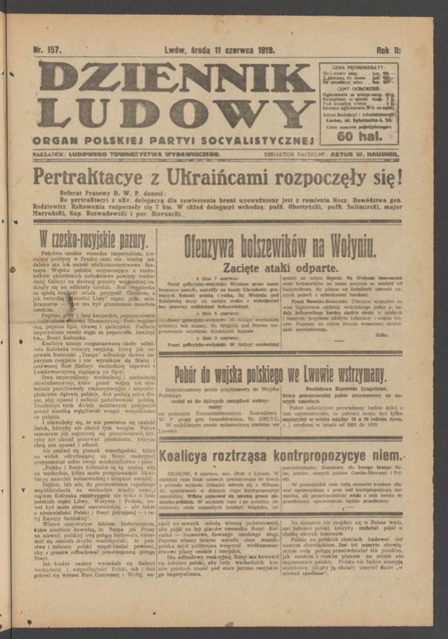 Dziennik Ludowy : organ Polskiej Partyi Socyalistycznej. Rok 2, 1919, numer 157