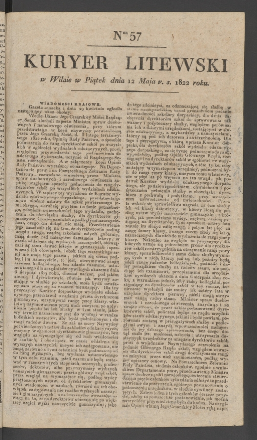 Kuryer Litewski. 1822, numer&nbsp;57