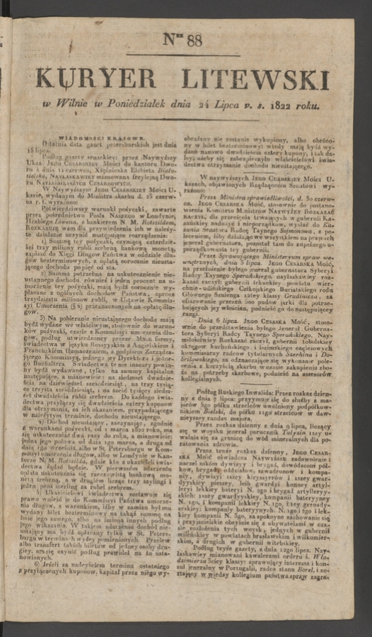 Kuryer Litewski. 1822, numer&nbsp;88
