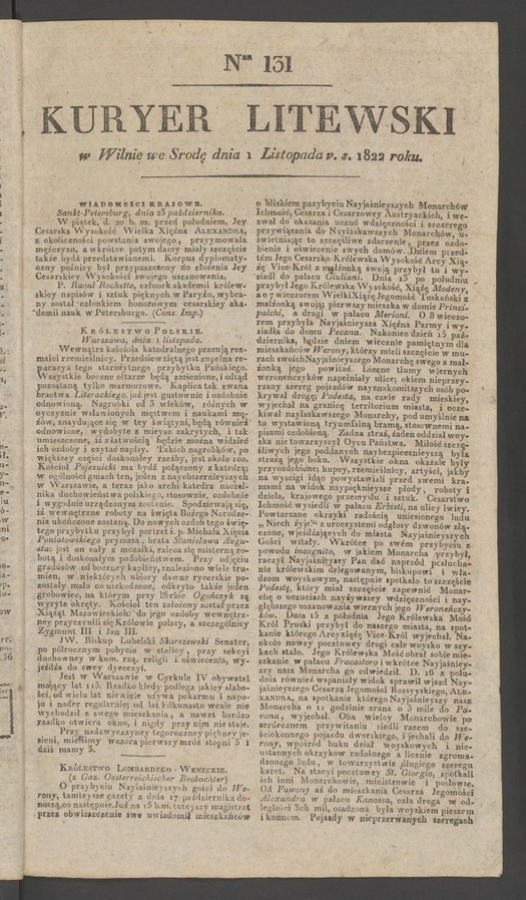 Kuryer Litewski. 1822, numer&nbsp;131