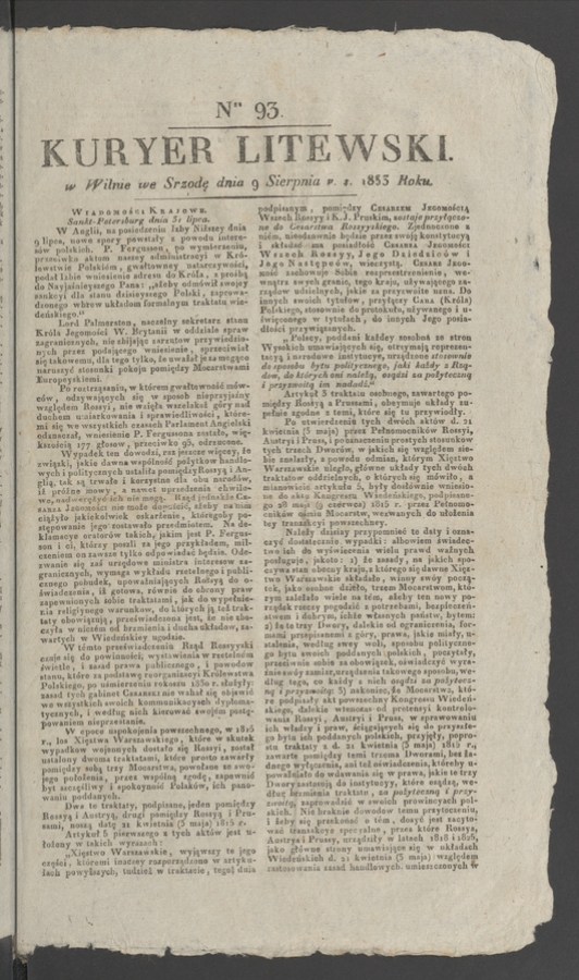 Kuryer Litewski. 1833, numer&nbsp;93