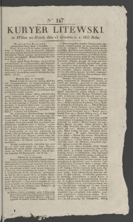 Kuryer Litewski. 1833, numer&nbsp;147