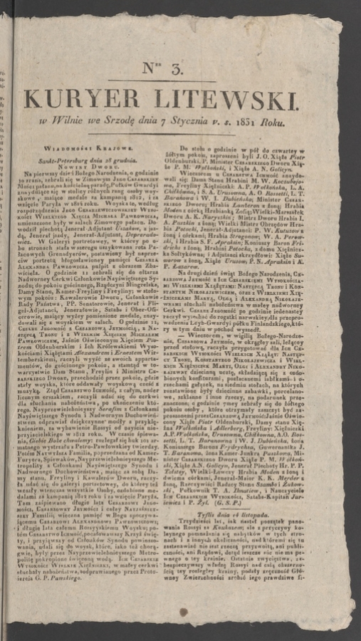 Kuryer Litewski. 1831, numer&nbsp;3