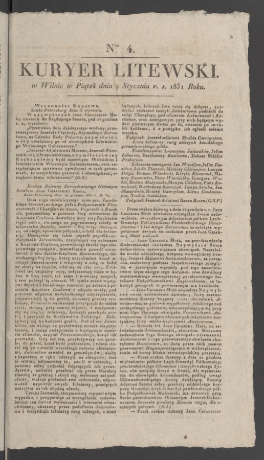 Kuryer Litewski. 1831, numer&nbsp;4
