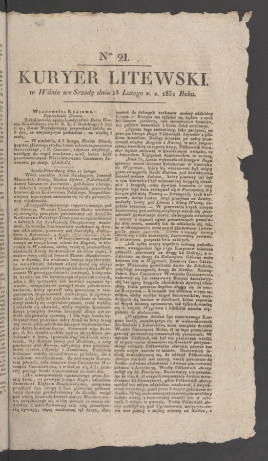 Kuryer Litewski. 1831, numer&nbsp;21