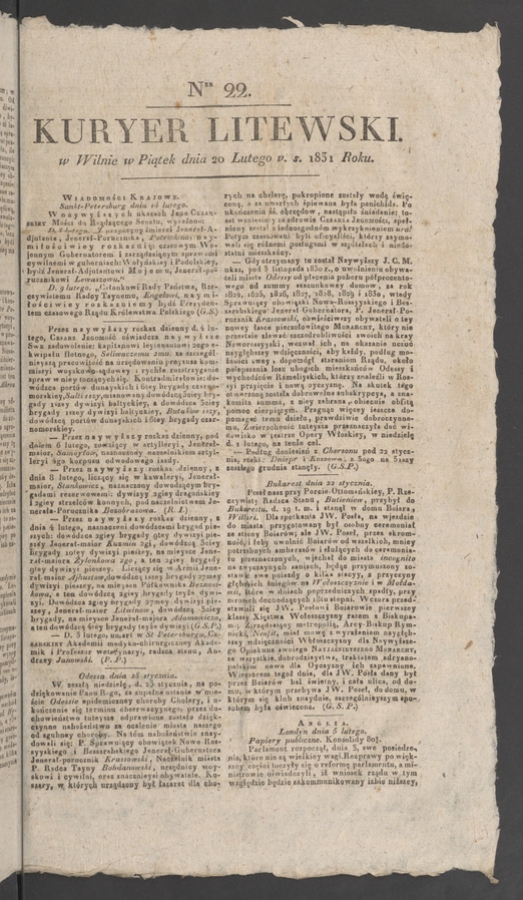 Kuryer Litewski. 1831, numer&nbsp;22