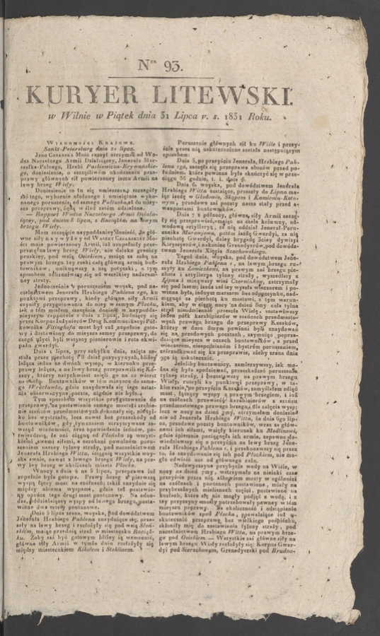 Kuryer Litewski. 1831, numer&nbsp;93
