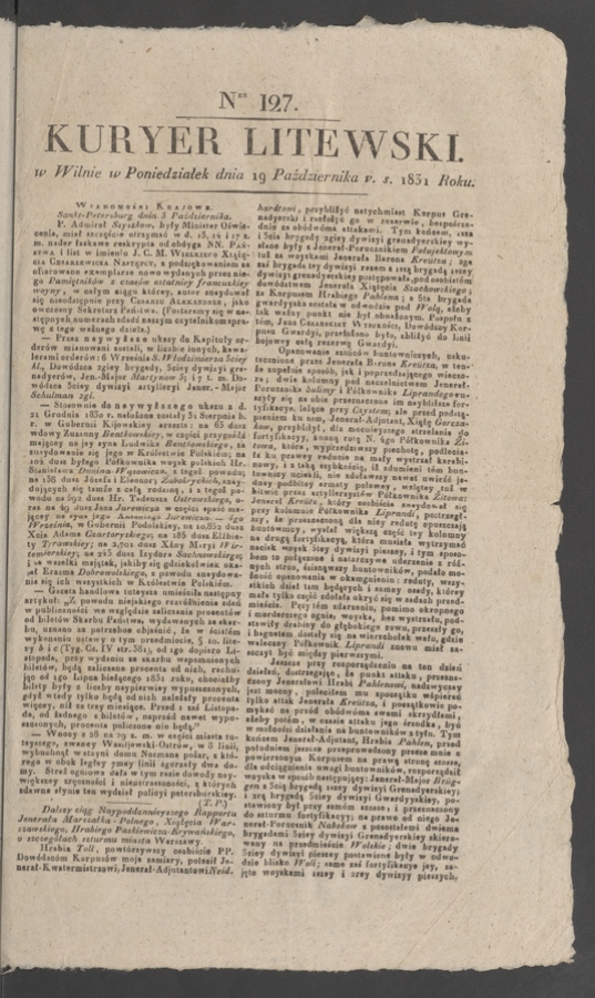 Kuryer Litewski. 1831, numer 127