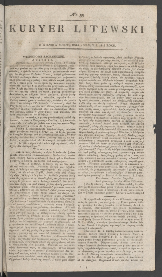 Kuryer Litewski. 1815, numer 35