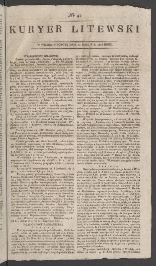 Kuryer Litewski. 1815, numer&nbsp;41