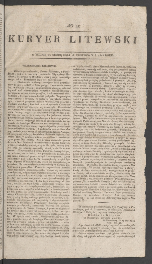 Kuryer Litewski. 1815, numer&nbsp;48