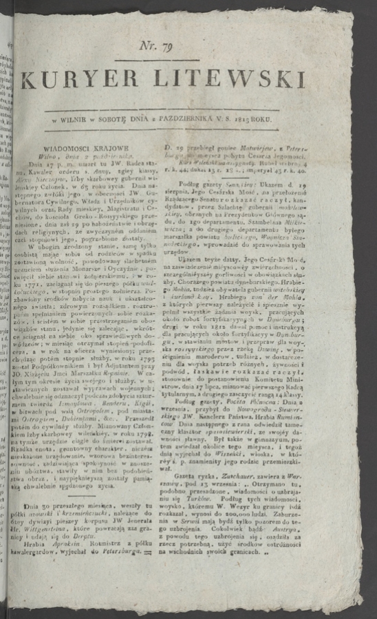 Kuryer Litewski. 1815, numer 79