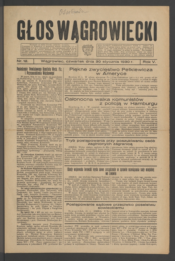Głos Wągrowiecki. Rok 5, 1930, numer 12