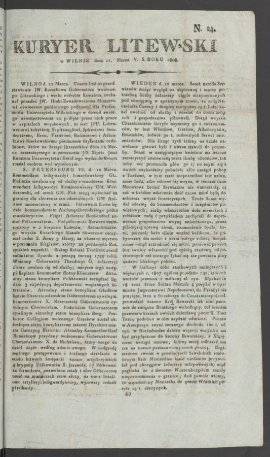 Kuryer Litewski. 1808, numero 24