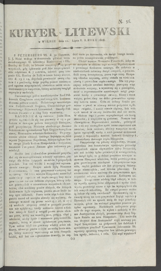 Kuryer Litewski. 1808, numero 56