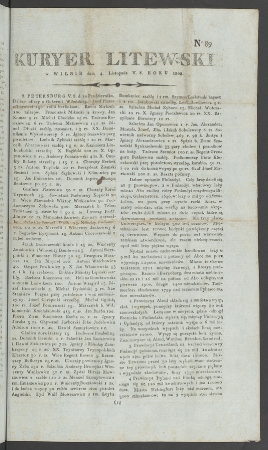 Kuryer Litewski. 1808, numero 89
