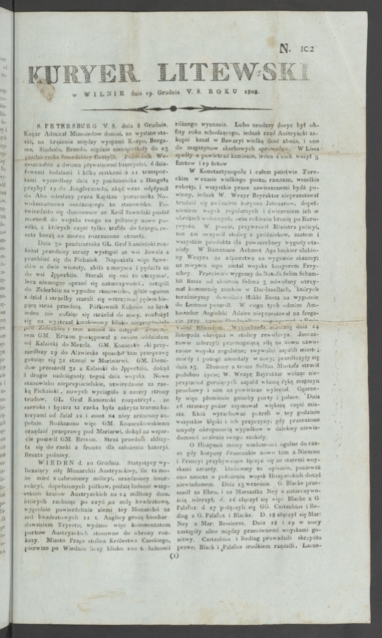 Kuryer Litewski. 1808, numero 102