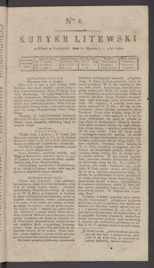 Kuryer Litewski. 1821, numer&nbsp;4