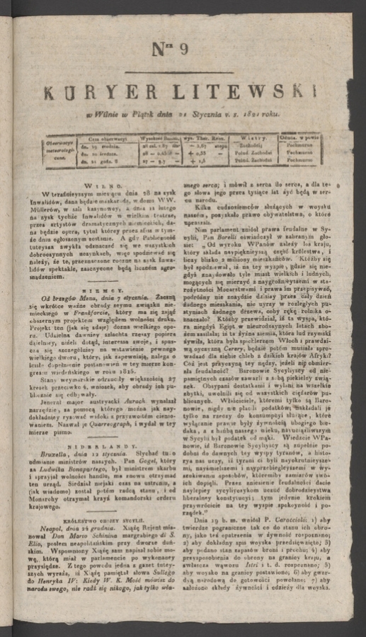 Kuryer Litewski. 1821, numer&nbsp;9