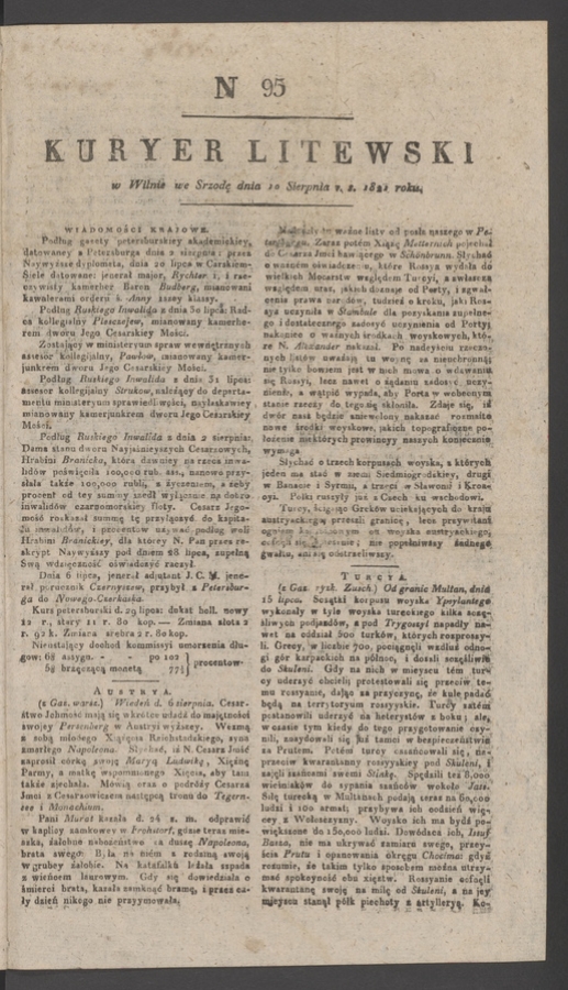 Kuryer Litewski. 1821, numer 95