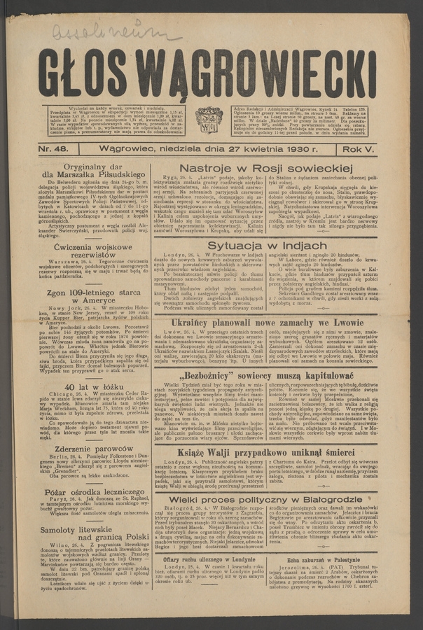 Głos Wągrowiecki. Rok 5, 1930, numer 48