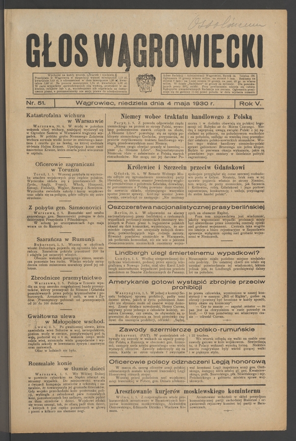 Głos Wągrowiecki. Rok 5, 1930, numer 51