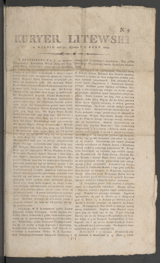 Kuryer Litewski. 1809, numero 9