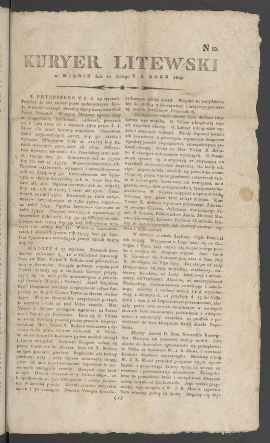 Kuryer Litewski. 1809, numero&nbsp;12