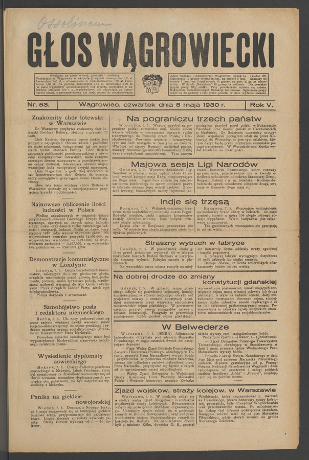 Głos Wągrowiecki. Rok 5, 1930, numer 53
