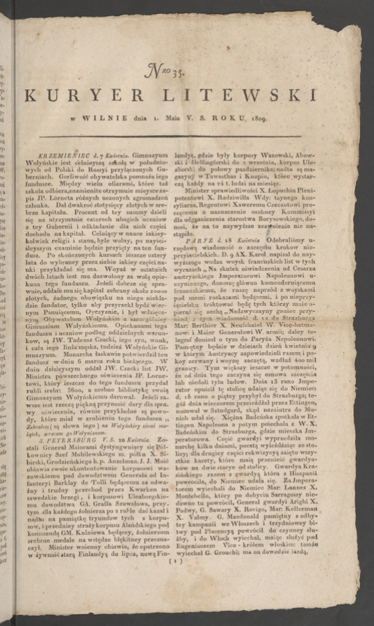 Kuryer Litewski. 1809, numero&nbsp;35
