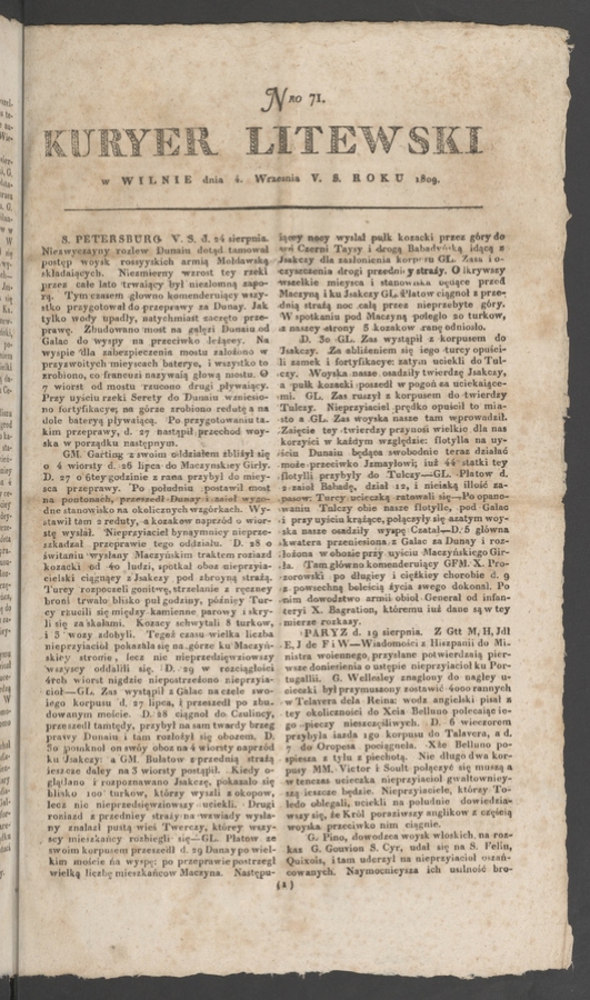 Kuryer Litewski. 1809, numero&nbsp;71