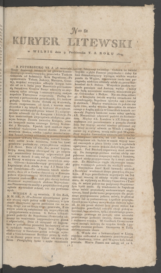 Kuryer Litewski. 1809, numero 81