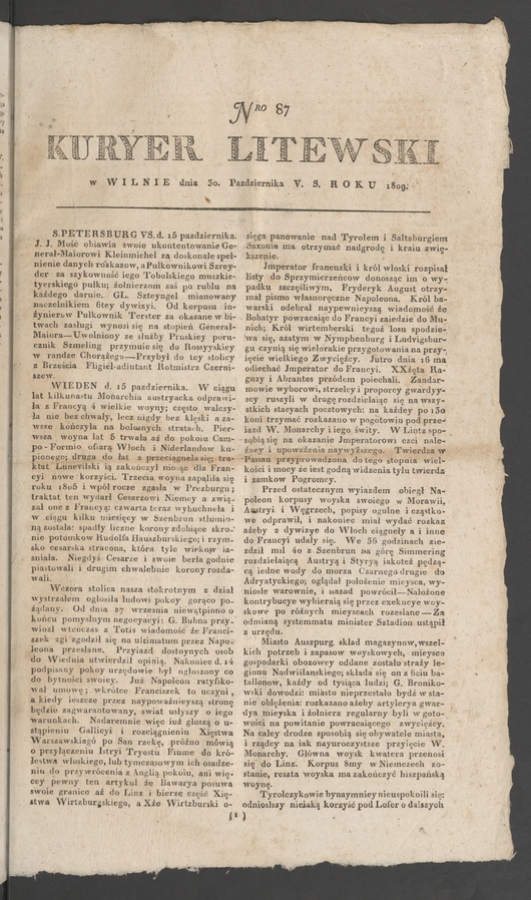 Kuryer Litewski. 1809, numero&nbsp;87