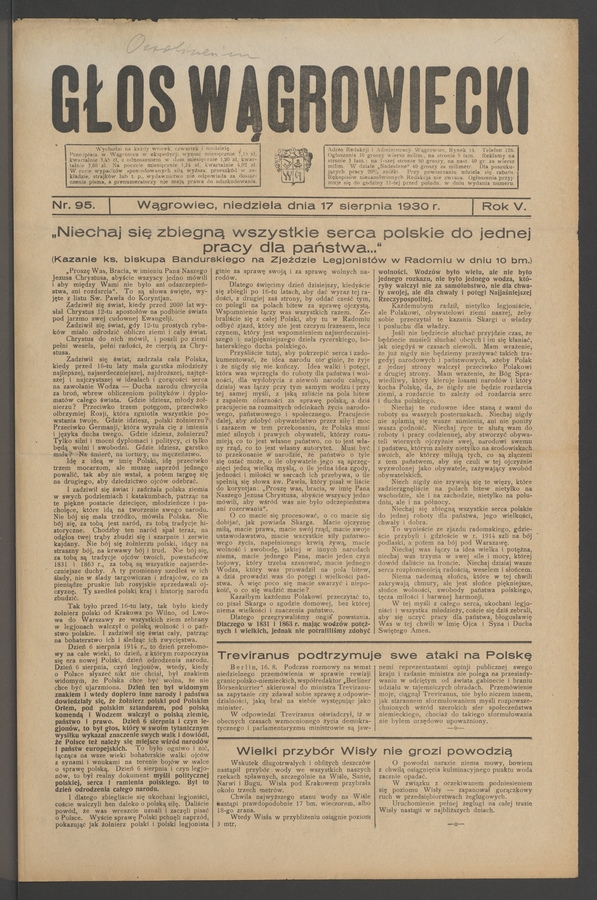 Głos Wągrowiecki. Rok&nbsp;5, 1930, numer&nbsp;95
