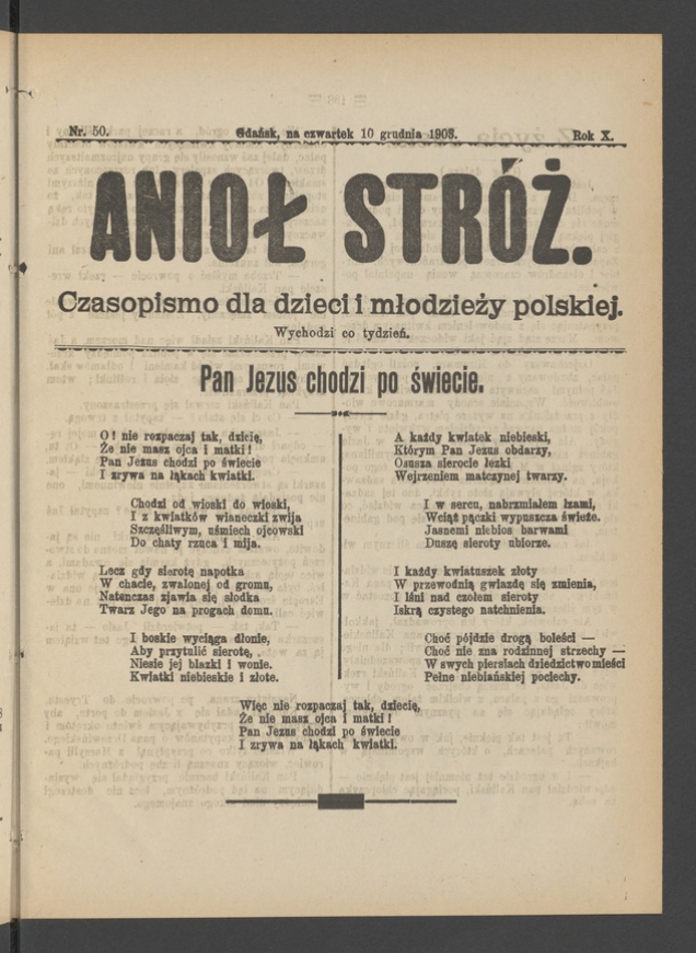 Anioł Str&oacute;ż&nbsp;: czasopismo dla&nbsp;dzieci i&nbsp;młodzieży polskiej. Rok 11, 1903, numer&nbsp;50