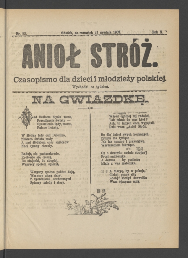 Anioł Str&oacute;ż&nbsp;: czasopismo dla&nbsp;dzieci i&nbsp;młodzieży polskiej. Rok 11, 1903, numer&nbsp;52
