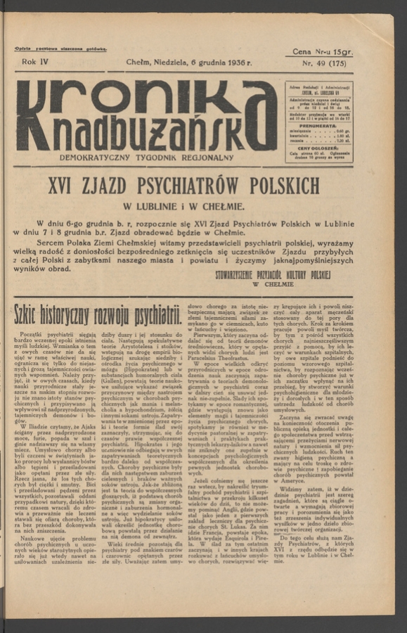 Kronika Nadbużańska&nbsp;: demokratyczny tygodnik regjonalny. Rok&nbsp;4, 1936, numer&nbsp;49