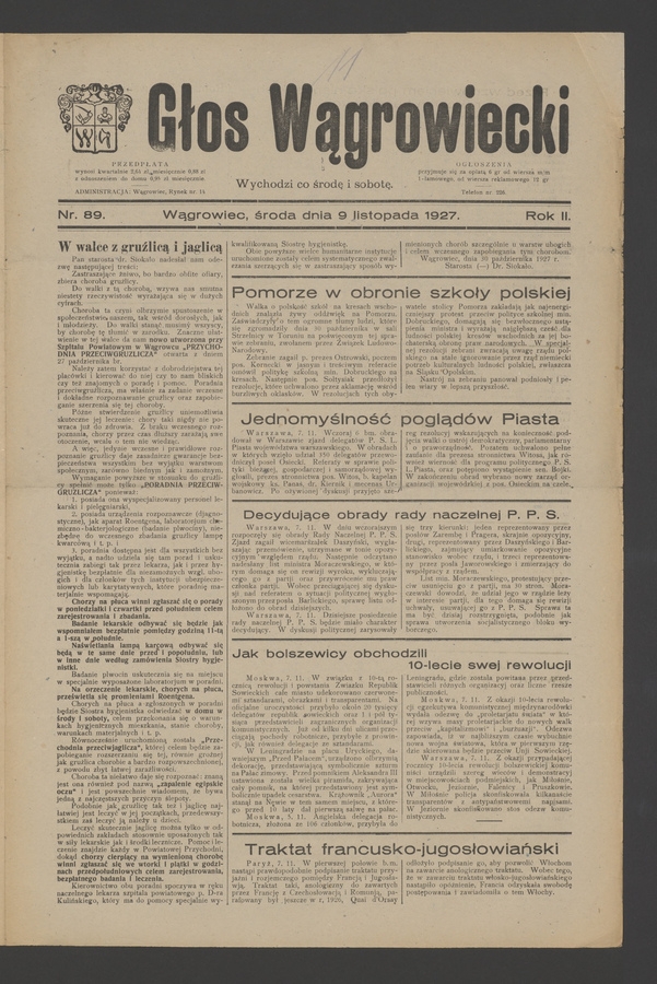 Głos Wągrowiecki. Rok 2, 1927, numer 89