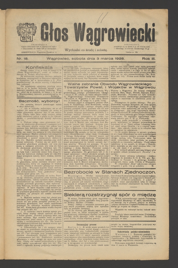 Głos Wągrowiecki. Rok 3, 1928, numer 18
