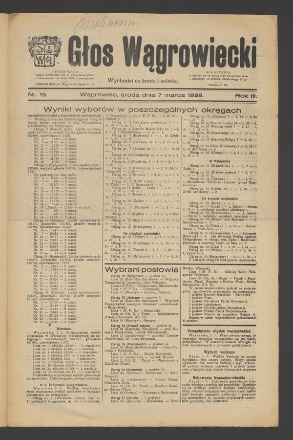 Głos Wągrowiecki. Rok 3, 1928, numer 19