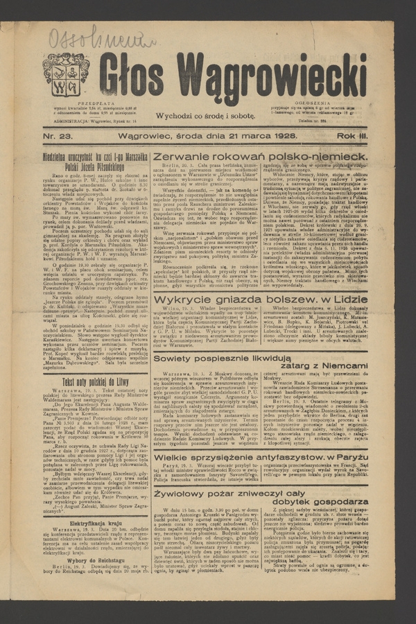 Głos Wągrowiecki. Rok 3, 1928, numer 23