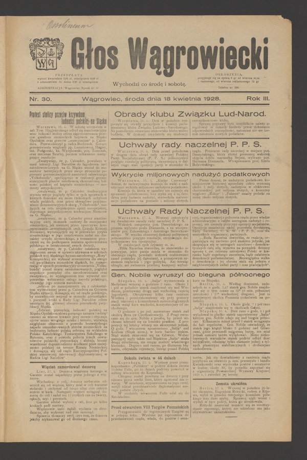 Głos Wągrowiecki. Rok 3, 1928, numer 30