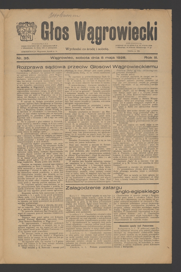 Głos Wągrowiecki. Rok 3, 1928, numer 35