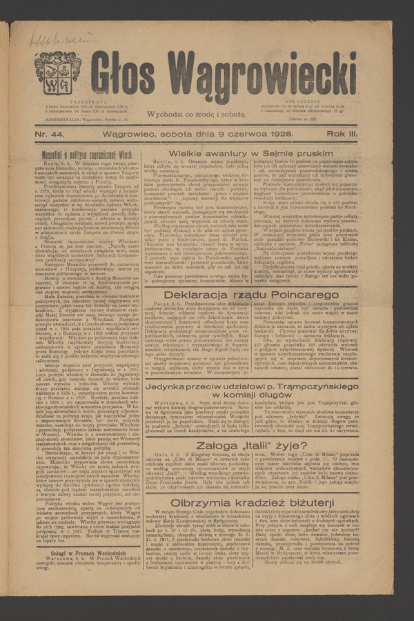 Głos Wągrowiecki. Rok 3, 1928, numer 44