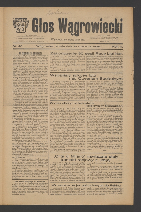Głos Wągrowiecki. Rok 3, 1928, numer 45
