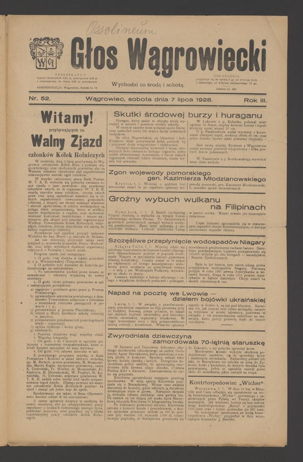 Głos Wągrowiecki. Rok 3, 1928, numer 52