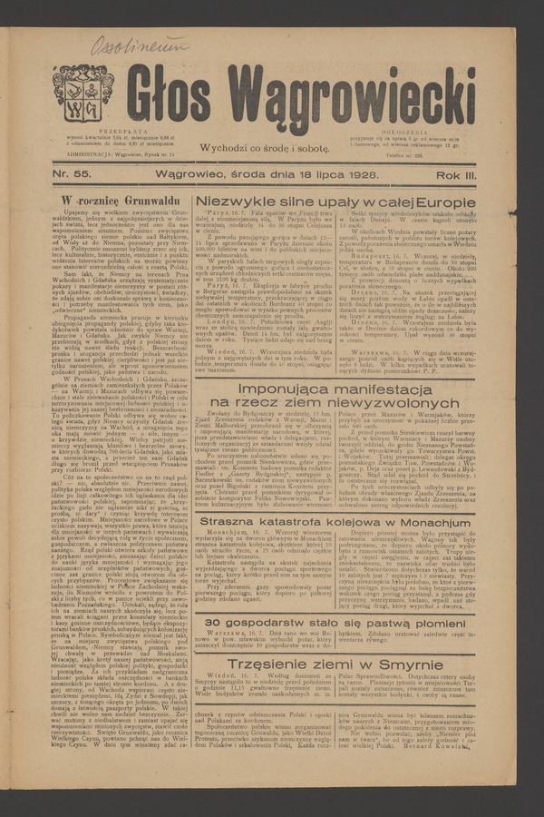 Głos Wągrowiecki. Rok 3, 1928, numer 55