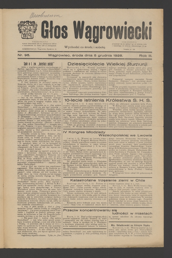 Głos Wągrowiecki. Rok 3, 1928, numer 95